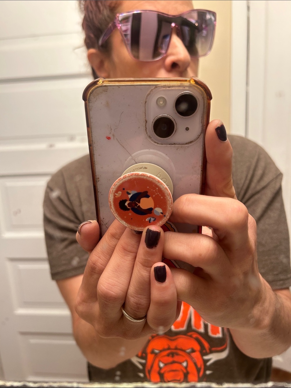 Apple iPhone White Case with Orange Illustrated PopSocket